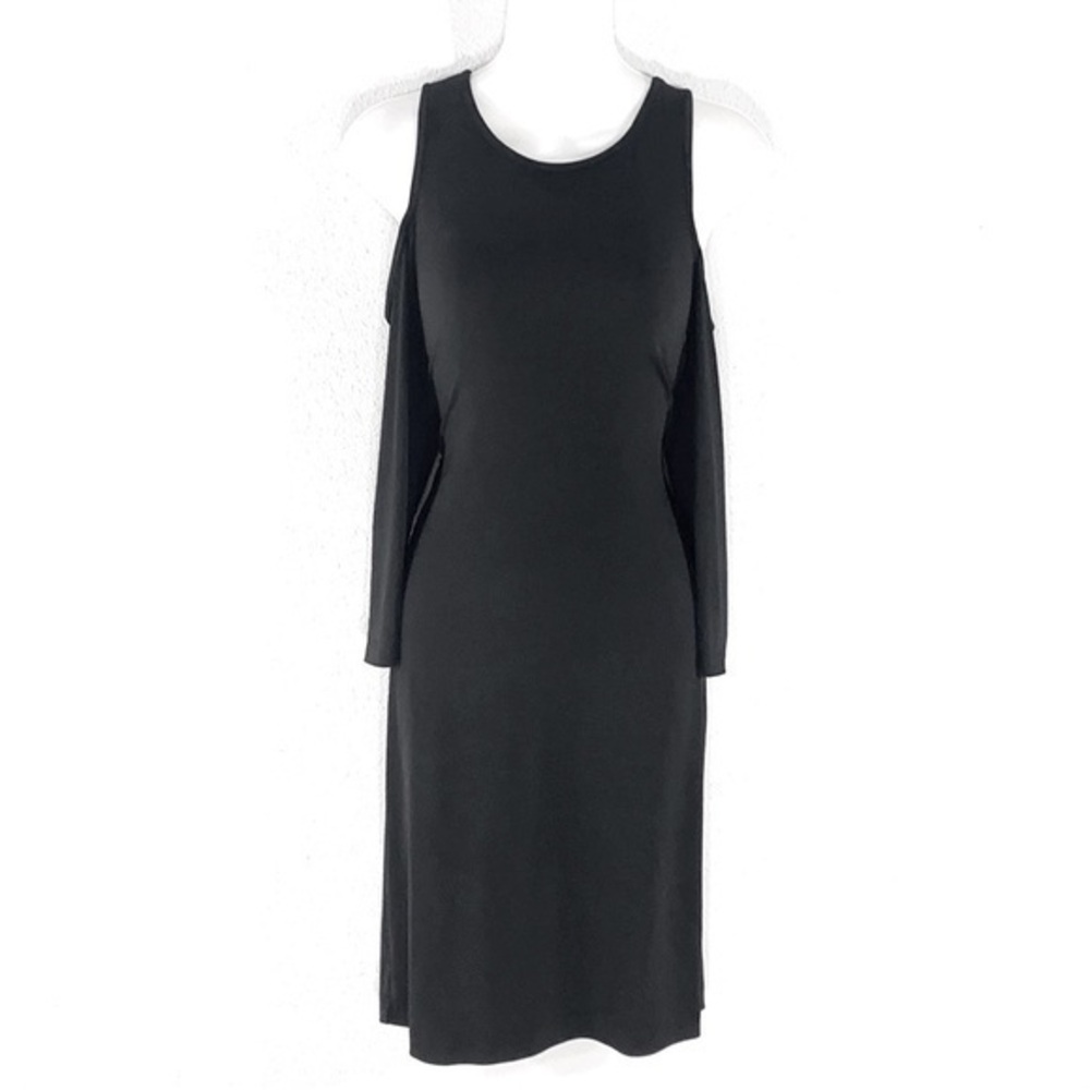 Calvin Klein black cold shoulder jersey dress U8